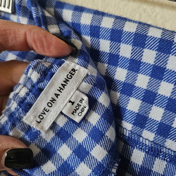 Blue and white checkered love on the hanger plaid mini skirt Size 1 - Picture 4 of 7